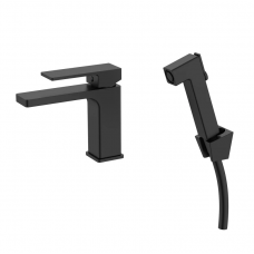Змішувач для раковини Qtap Gemini (з гігієнічним душем) QTGEM272BLM45690 Black Matt