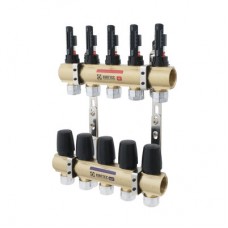 Колекторний блок з витратомірами та євроконусами Raftec GOLD 1"х6 LCR-1.6